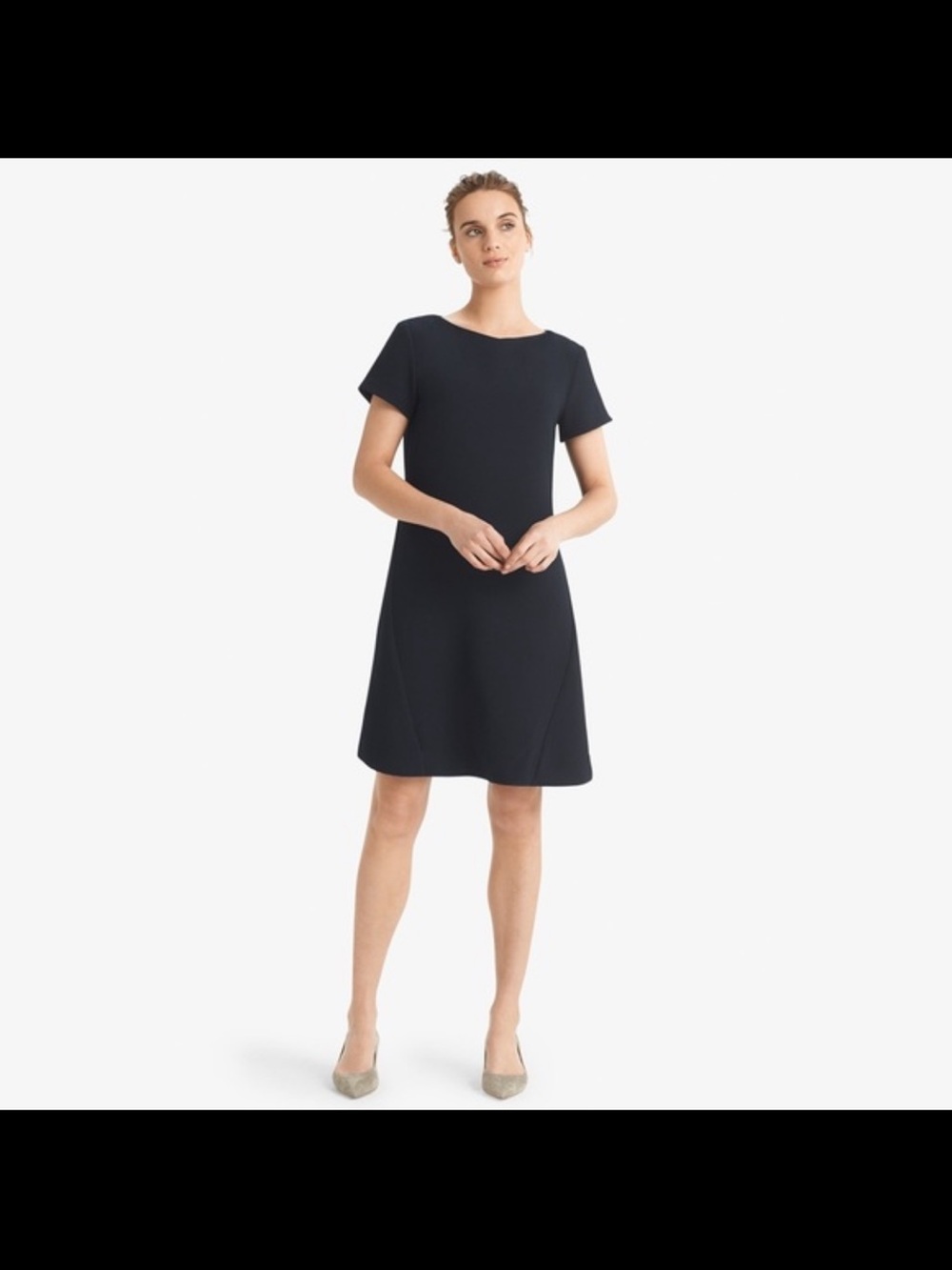 Classic Short-Sleeve A-Line Dress in Black